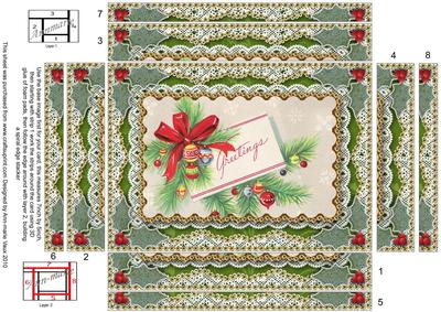 Xmas Greeting Bouquet Spiral Edge Stacker 7x5in Card Front