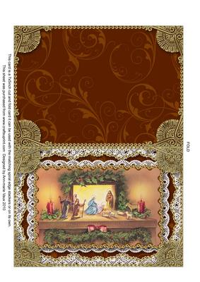 Christmas Nativity Matching Spiral 7x5inch Folded Card