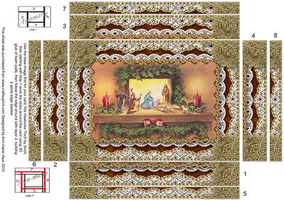 Christmas Nativity Spiral Edge Stacker 7x5in Card Front