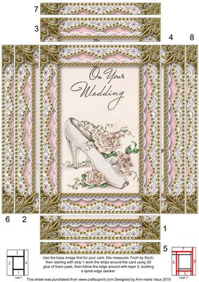 Wedding Shoe Spiral Edge Stacker 7x5in Card Front
