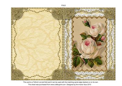 Vintage White Roses Matching Spiral 7x5inch Folded Card