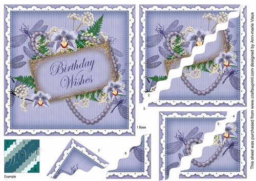 Blue Orchid Birthday Wishes Wavy Duo Corner Stacker