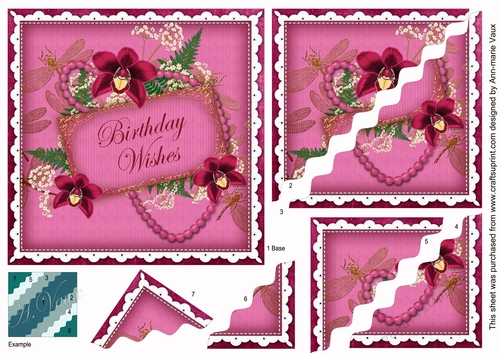 Cerise Orchid Birthday Wishes Wavy Duo Corner Stacker