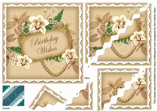 Cream Orchid Birthday Wishes Wavy Duo Corner Stacker