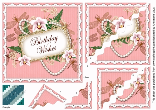 Pink Orchid Birthday Wishes Wavy Duo Corner Stacker