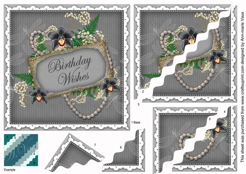 Silver Orchid Birthday Wishes Wavy Duo Corner Stacker