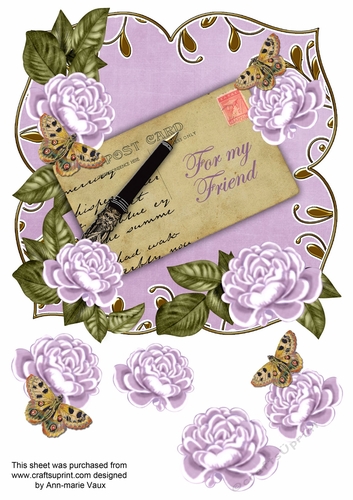 Lilac Rose For my Friend 8in Fancy Rose Topper