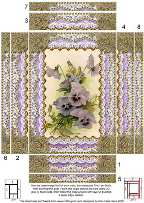 Purple Pansies Spiral Edge Stacker 7x5in Card Front