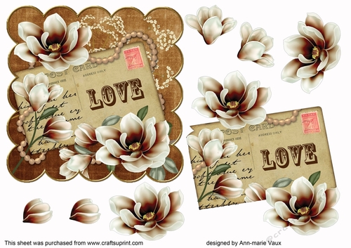 Chocolate Magnolia Love 6in Decoupage Step by Step