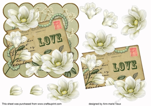 Olive Magnolia Love 6in Decoupage Step by Step