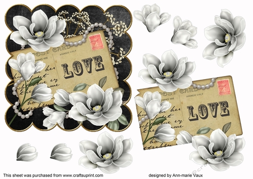 Silver Magnolia Love 6in Decoupage Step by Step