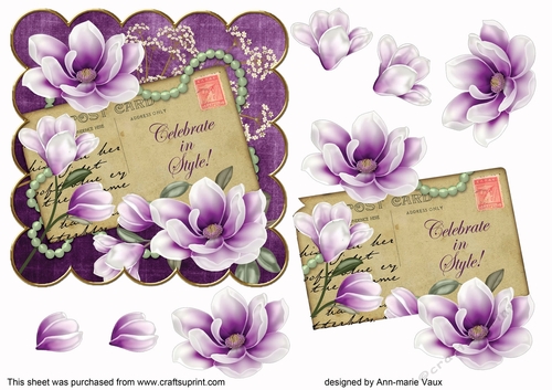 Purple Magnolia Celebrate in Style 6in Decoupage Step by Step