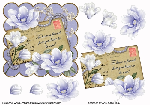 Blue Magnolia Be a Friend 6in Decoupage Step by Step