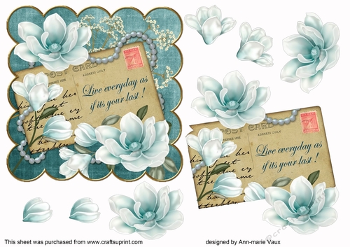 Teal Magnolia Live Everyday 6in Decoupage Step by Step