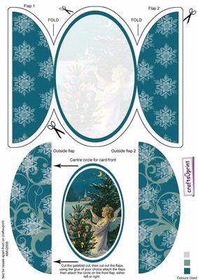 Angel & Christmas Tree Round Gatefold Card & Topper