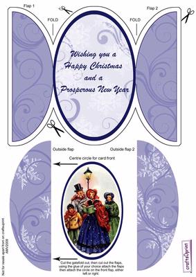 Christmas Carol Singers Round Gatefold Card & Topper