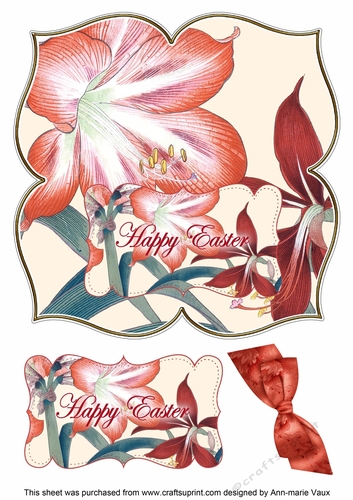 Amaryllis Happy Easter 8in Large Blooms Fancy Topper