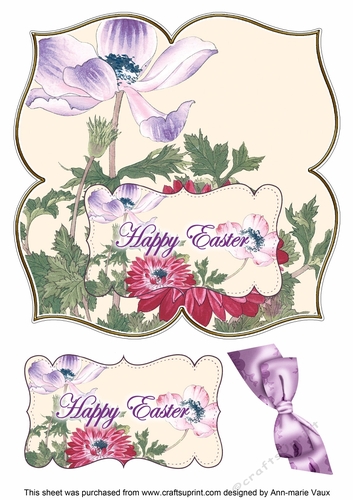 Anemone2 Happy Easter 8in Large Blooms Fancy Topper