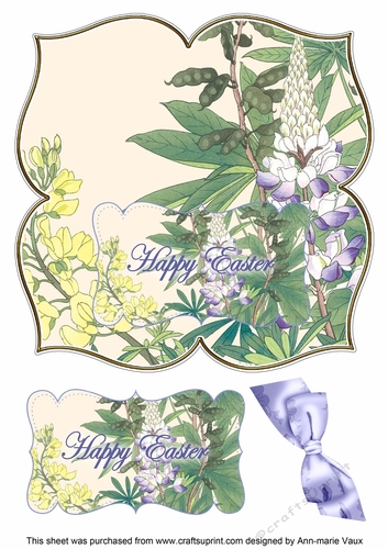 Blue Lupin Happy Easter 8in Large Blooms Fancy Topper