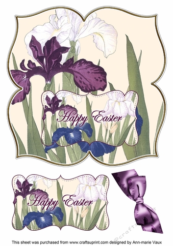Iris Happy Easter 8in Large Blooms Fancy Topper