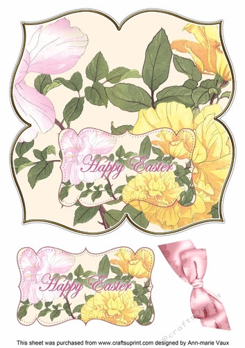 Lemon Roses Happy Easter 8in Large Blooms Fancy Topper