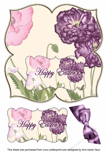 Purple Poppy Happy Easter 8in Large Blooms Fancy Topper