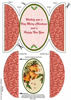 Christmas Bells 1 Round Gatefold Card & Topper