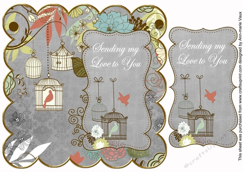 Silver Birdcage Sending Love to You 8in Scallop Topper