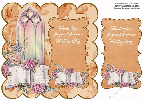 Burnt Orange Glory Window Thank you on our Wedding Day 8in Scallop Topper