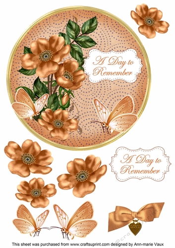 Burnt Orange Wild Rose A Day to Remember 7in Circle Decoupage Topper