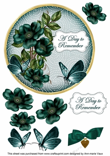 Peacock Wild Rose A Day to Remember 7in Circle Decoupage Topper