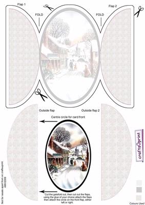 Christmas Snow Village Round Gatefold Card & Topper