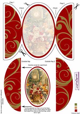 Santa and Big Ben 'christmas' or 'new Year' Round Gatefold Card & Topper