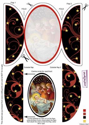 Jesus & Angels Round Gatefold Card & Topper