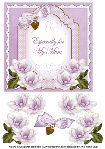 Lilac Magnolia Especially for my Mum Fancy 7inch Decoupage Topper