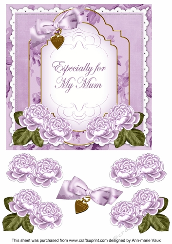 Lilac Rose Especially for my Mum Fancy 7inch Decoupage Topper