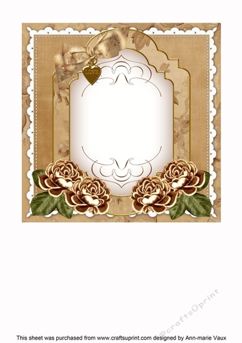 Vintage Tea Rose Fancy Floral 7inch Insert Panel