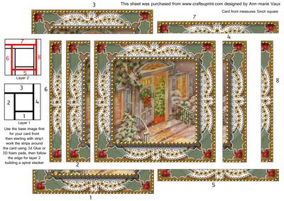 Christmas Door Square Spiral Edge Stacker Card Front