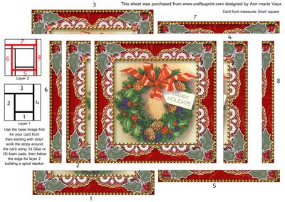 Christmas Holiday Wreath Spiral Edge Stacker Card Front