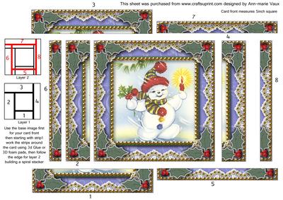 Snowman 1 Spiral Edge Stacker Card Front