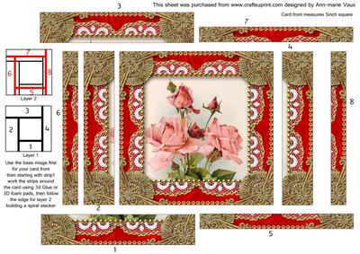 Pink Roses Spiral Edge Stacker Card Front