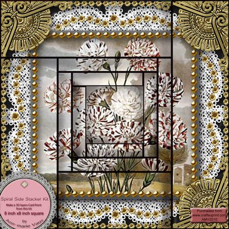 Black Carnations Spiral Edge Stacker 8x8inch Card Front Kit