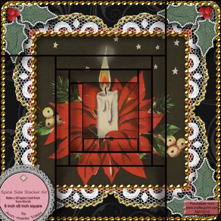 Christmas Candle Bouquet Spiral Edge Card Front 8x8 Kit