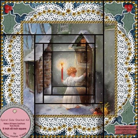 Christmas Choirboy Spiral Edge Stacker Card Front 8x8 Kit