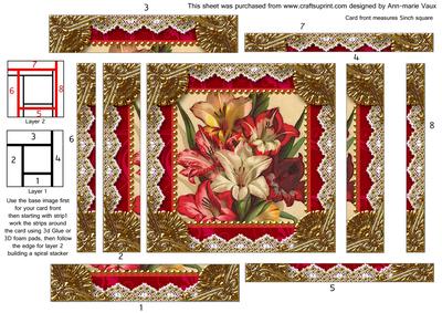 Colourful Lillies Spiral Edge Stacker Card Front