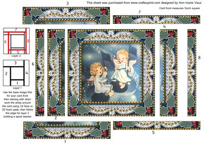 Singing Christmas Angels Spiral Edge Stacker Card Front