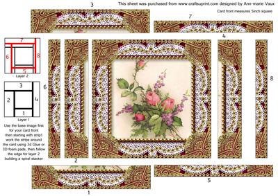 Rose Bouquet 2 Spiral Edge Stacker Card Front