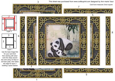 Oriental Pandas Spiral Edge Stacker Card Front