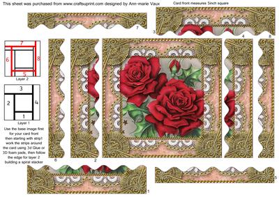 Red Roses Spiral Wavy Edge Stacker Card Front