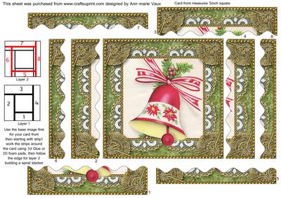 Christmas Bells Spiral Wavy Edge Stacker Card Front